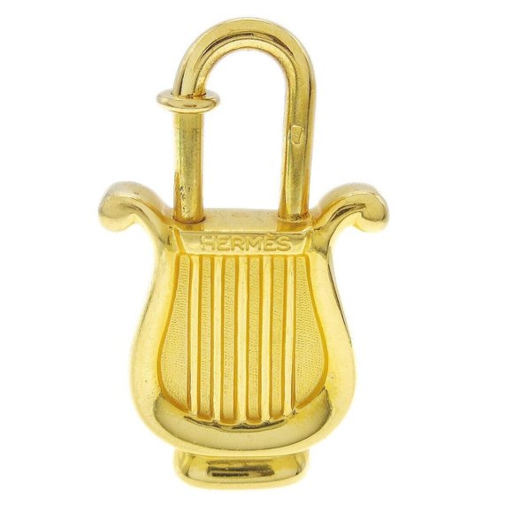 HERMES Harp Motif 1996 Limited Cadena Padlock Gold Bag Charm - Picture 9 of 10